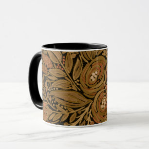 Aquarell schwarz braun florales Muster schwarz, Tasse