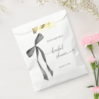 Aquarell Schwarz Coquette Schleife Brautparty Geschenktütchen