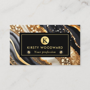 Aquarell Schwarz und Gold Glitter Alkohol Tinte Visitenkarte