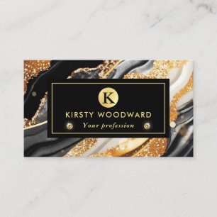 Aquarell Schwarz und Gold Glitter Alkohol Tinte Visitenkarte
