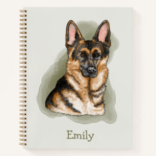 Aquarell Schwarz und Tan Deutsche Schafhunde Mit N Notizbuch