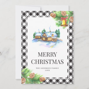 Aquarell Schwarz-Weiß Karierter Weihnachten