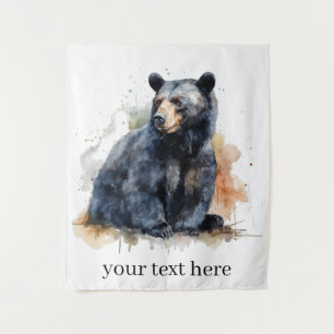 Aquarell Schwarzbär Waldkunst, individuell Wandteppich