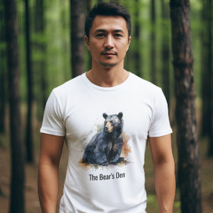 Aquarell Schwarzbär Waldkunst T-Shirt