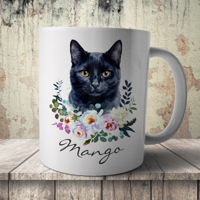 Aquarell Schwarze Katze Kaffeetasse (Von Creator hochgeladen)