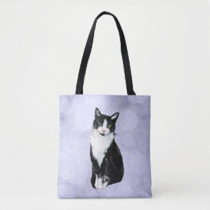 Aquarell-Schwarzweiss-Smokings-Katze Tasche