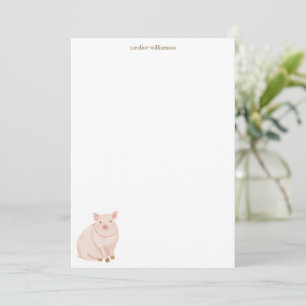 Aquarell-Schwein Süßes Tier Personalized Schreibwa Mitteilungskarte