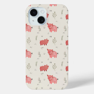 Aquarell-Schweine-und-Blumen-Nahtloses-Muster Case-Mate iPhone Hülle