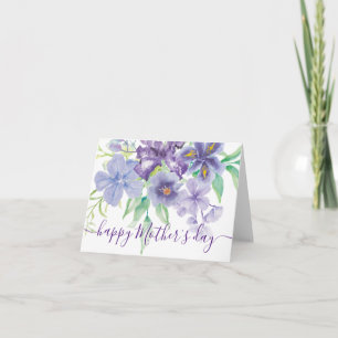 Aquarell-Schwertlilie-Blumen  Karte