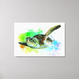 Aquarell Schwimmen Meer Schildkröte Leinwand