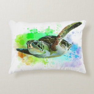 Aquarell-Schwimmen-Meeresschildkröte-Kissen Dekokissen