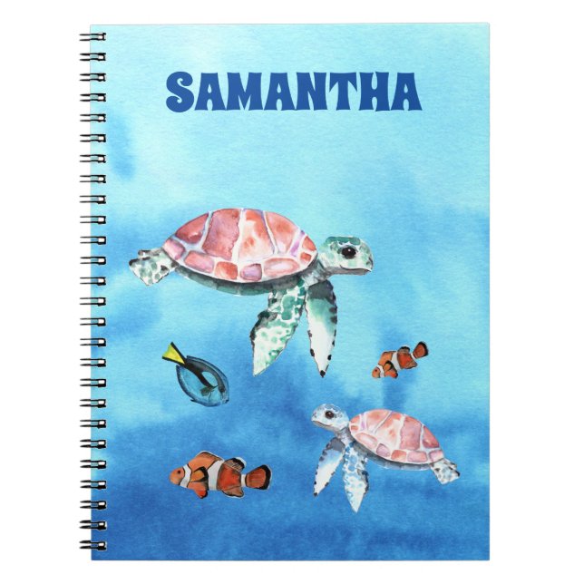 Aquarell Sea Friends Monogram Name Notizblock (Vorderseite)