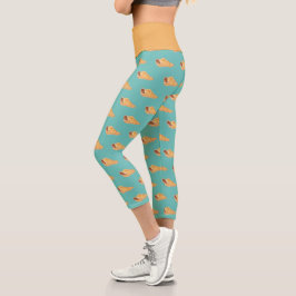 Aquarell Seashell Blau und beige Capri Leggings