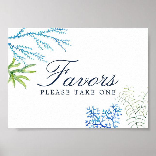 Aquarell Seaweed Beach Hochzeit Gefälligkeitszeich Poster (Vorne)