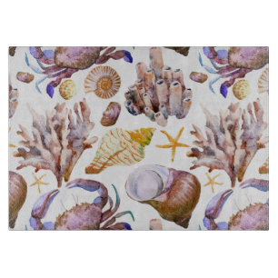 Aquarell-Seeleben-Muster 4 Schneidebrett