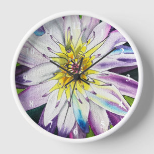 Aquarell Seerosen Fine Art Uhr