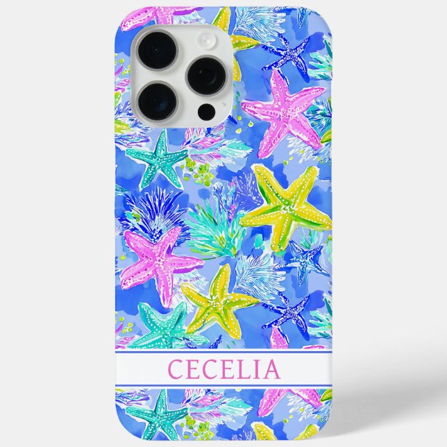 Aquarell-Seestern-Monogramm  Case-Mate iPhone Hülle (Rückseite)