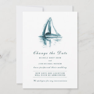 Aquarell-Segelboot Datum-Änderungskarte Save The Date