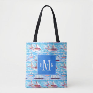 Aquarell-Segelschiff-Muster Tasche