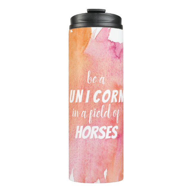 Aquarell Sei ein Einhorn in einem Pferdefeld Thermosbecher (Vorderseite)