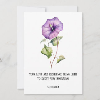 AQUARELL SEPTEMBER PRUNKWINDE GEburtsblume Dankeskarte