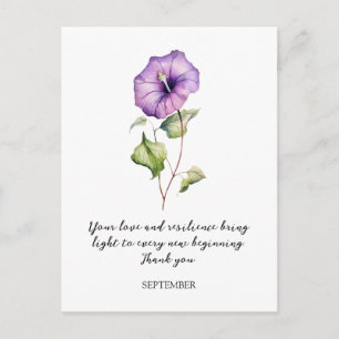 Aquarell SEPTEMBER PRUNKWINDE GEBURTSBLUME  Postkarte