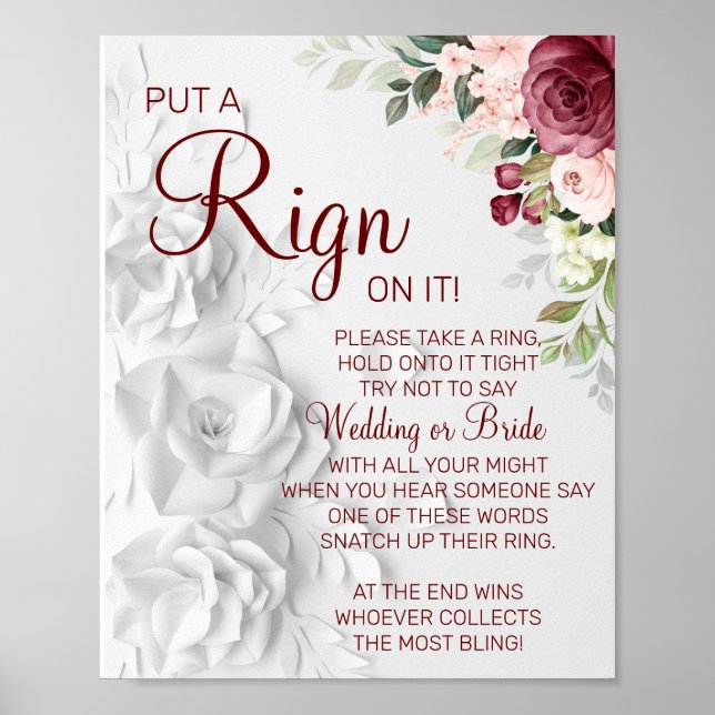 Aquarell Setzen Sie ein Ring-Brautparty-Spielzeich Poster (Vorne)