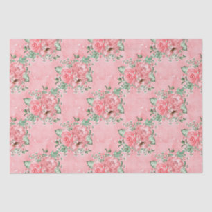 Aquarell Shabby Chic rosa Rosen und Tupfen Seidenpapier