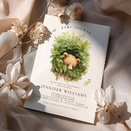 Aquarell Shy Brown Bear Baby Dusche Einladung