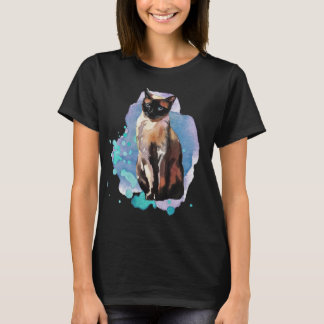 Aquarell-siamesische Katze T-Shirt