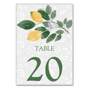 Aquarell Sizilianische Zitronen Hochzeitstisch Num Tischnummer