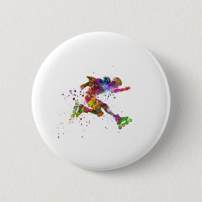Aquarell-Skater Button (Vorderseite)