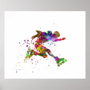Aquarell-Skater Poster