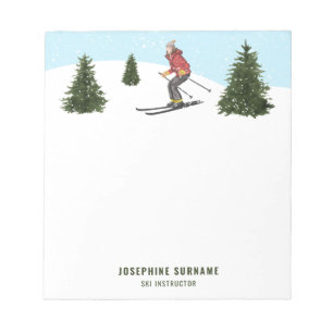 Aquarell Skifahrerin Frau Im Winter Skilehrerin Notizblock