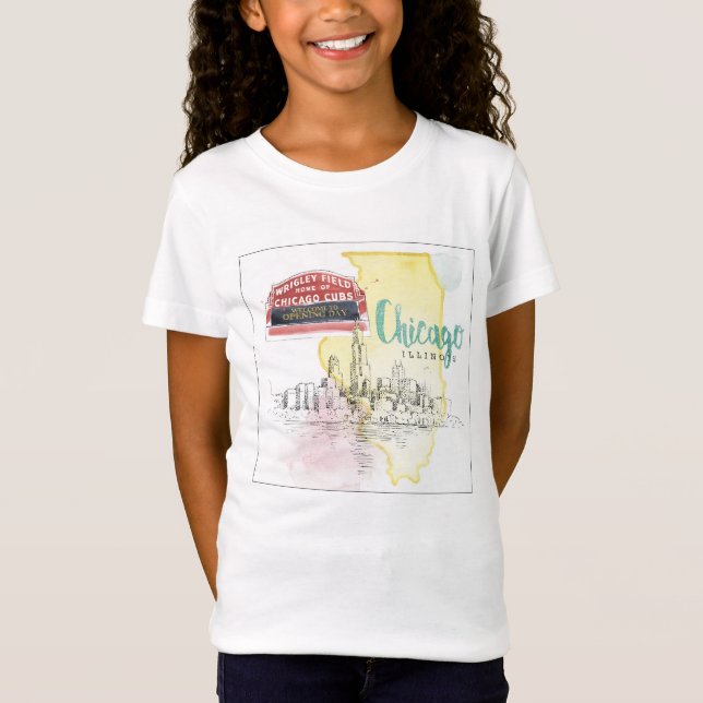 Aquarell-Skizze Chicagos, Illinois | T-Shirt (Vorderseite)