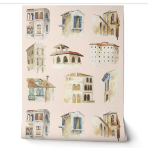 Aquarell-Skizzen der Altstadt - zart Tapete