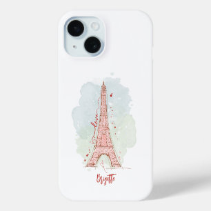 Aquarell-Skizzenhafte Eiffel-Turm-Monogramm-Doodle Case-Mate iPhone Hülle