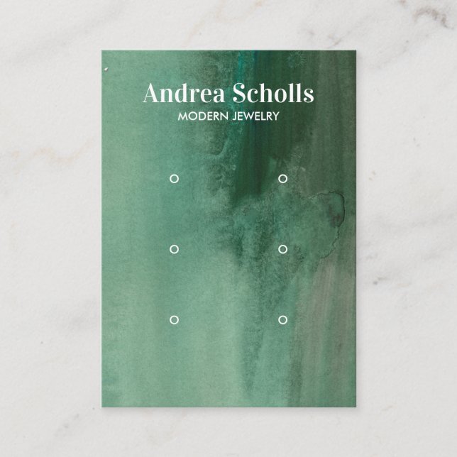 Aquarell Smaragdgrüner Schmuck 3 Earring Display Visitenkarte (Vorderseite)