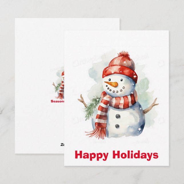 Aquarell Snowman Weihnachten Weihnachtsklauseln ,  (Vorne/Hinten)