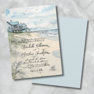 Aquarell Sommer Strandhochzeit Einladung