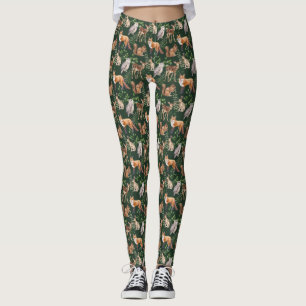 Aquarell-Sommer-Waldtiere-Muster Leggings
