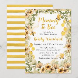 Aquarell Sommerbienen und Blume Kinderdusche Einladung