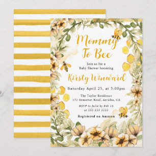 Aquarell Sommerbienen und Blume Kinderdusche Einladung
