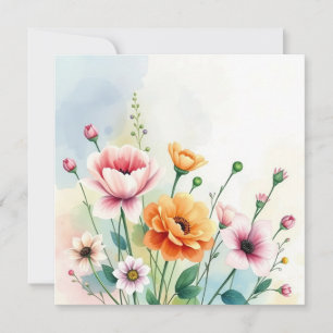 Aquarell-Sommerblumen  Karte