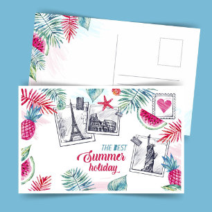 Aquarell-Sommerferien-Postkarte Postkarte