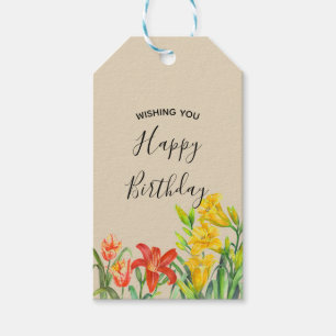 Aquarell Sommerliche Blume zum Geburtstag Geschenkanhänger