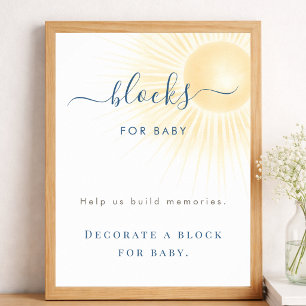 Aquarell-Sonne-Baby-Shower-Blöcke für Babyschild Poster