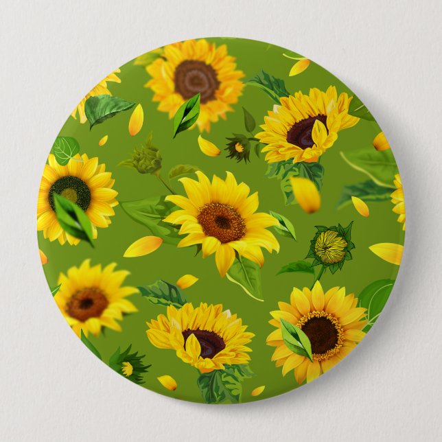 Aquarell-Sonnenblume 4 Button (Vorderseite)
