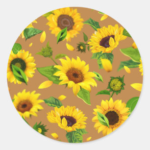 Aquarell-Sonnenblume 5 Runder Aufkleber