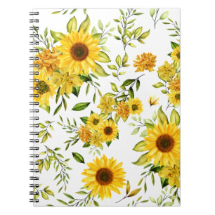 Aquarell-Sonnenblume 8 Notizblock